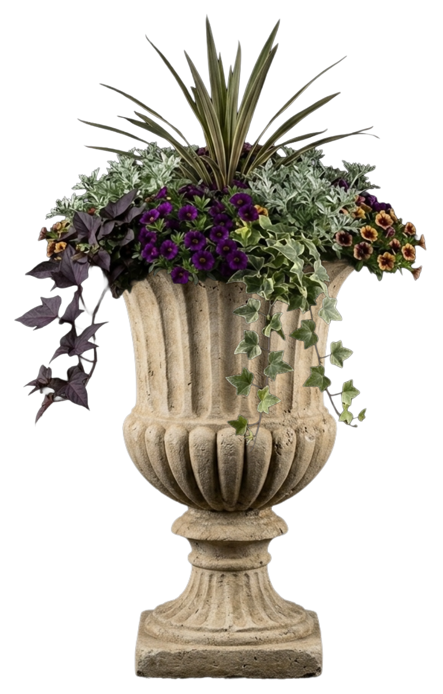The planter arranged and planted by YardRemake's AI