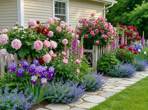 Cottage garden in summer — AI-designed yard