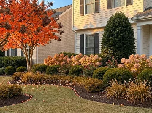 Curb appeal in fall — AI-designed yard