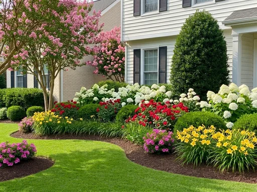 Curb appeal in summer — AI-designed yard