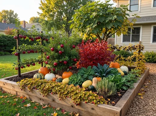 Edible garden in fall — AI-designed yard