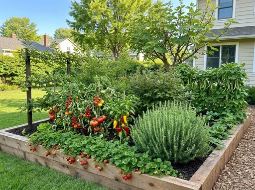 Edible garden in summer — AI-designed yard