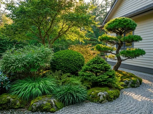 Japanese garden in summer — AI-designed yard