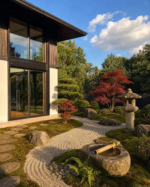 Japanese garden in summer — AI-designed yard