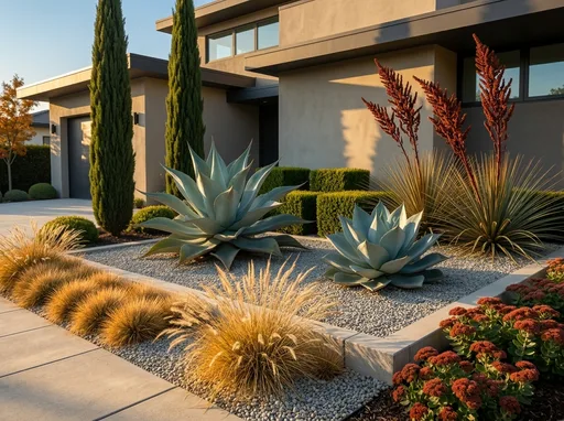 Modern minimalist in fall — AI-designed yard