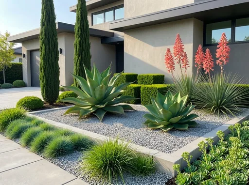 Modern minimalist in summer — AI-designed yard