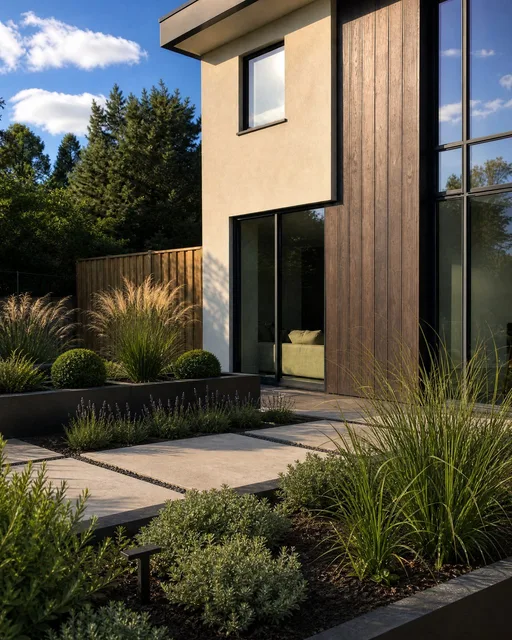 Modern minimalist in summer — AI-designed yard