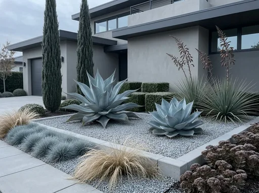 Modern minimalist in winter — AI-designed yard