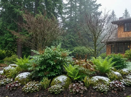 Pacific NW native in winter — AI-designed yard